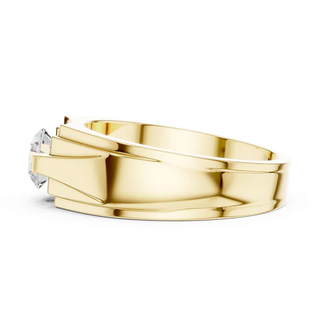 Minimalist thin gold band ring with tiny diamonds.