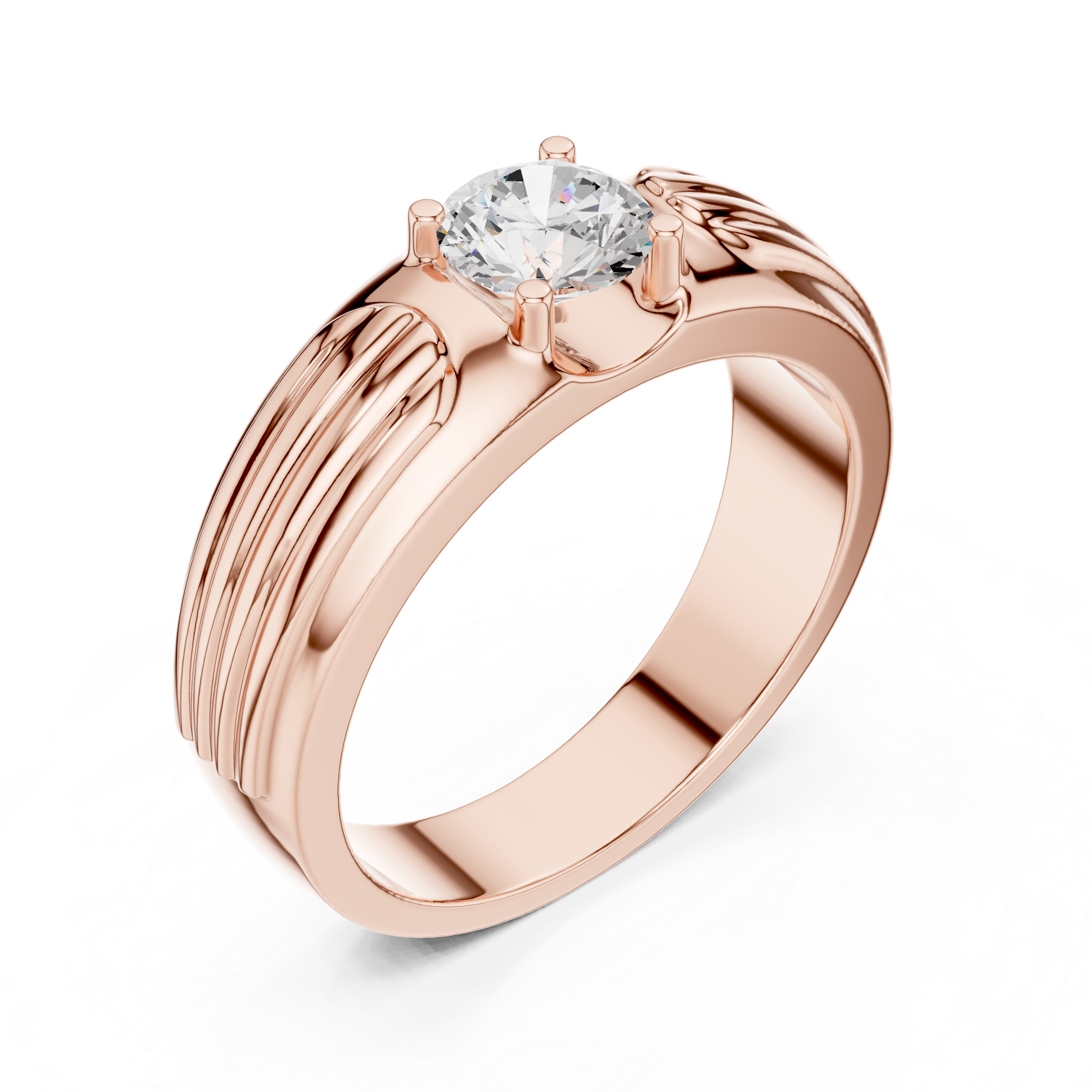 Twisted band diamond ring with modern design.