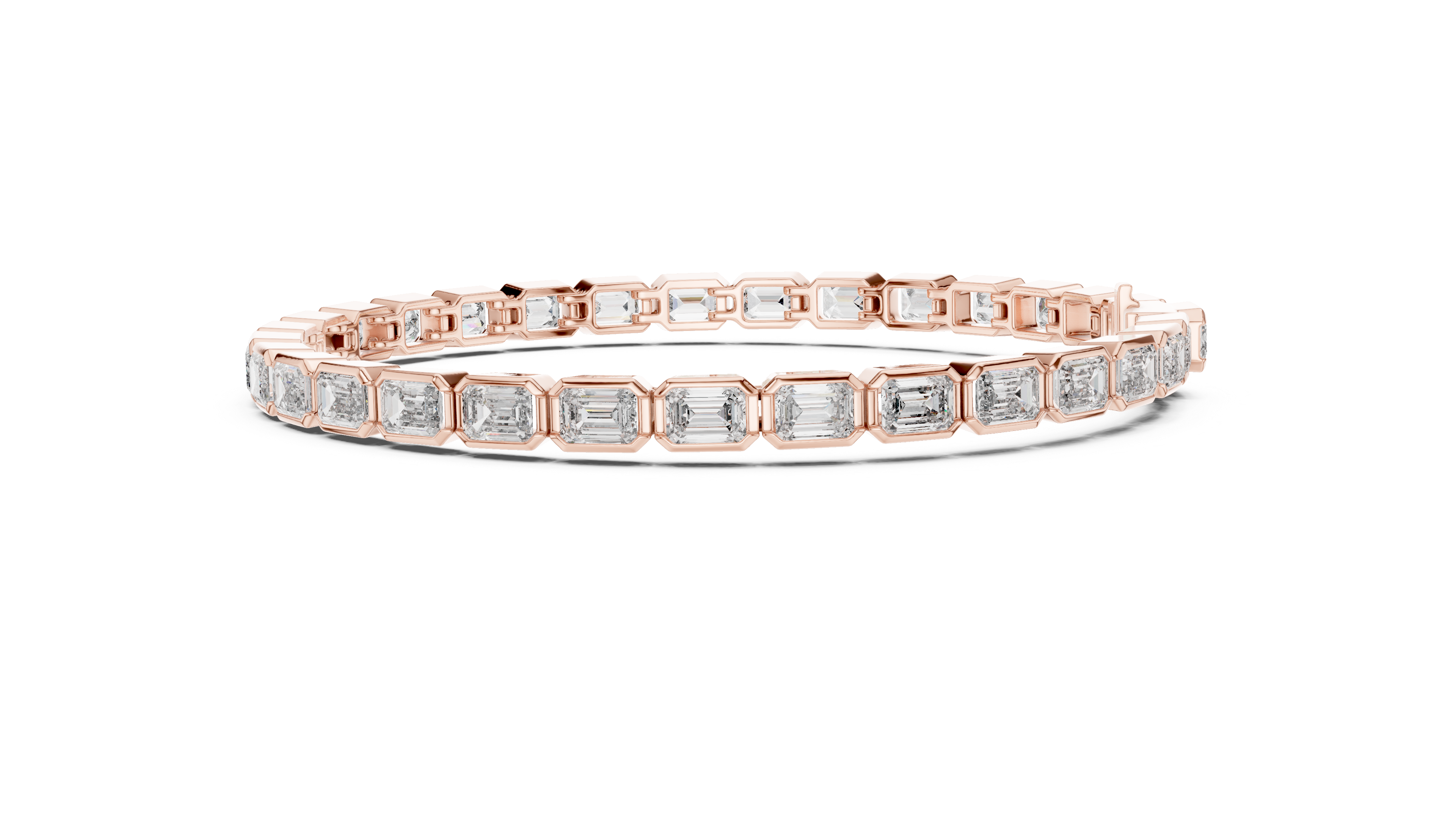 Emerald Cut Diamond Tennis Chain Bracelet in Sleek Bezel Setting