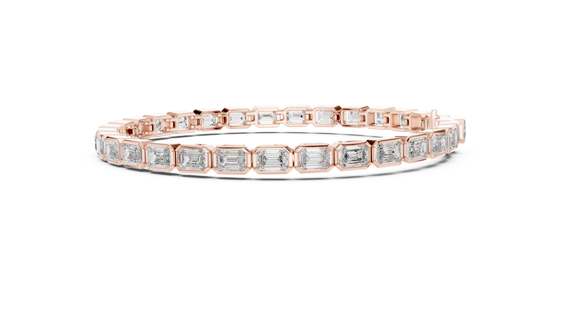 Emerald Cut Diamond Tennis Chain Bracelet in Sleek Bezel Setting