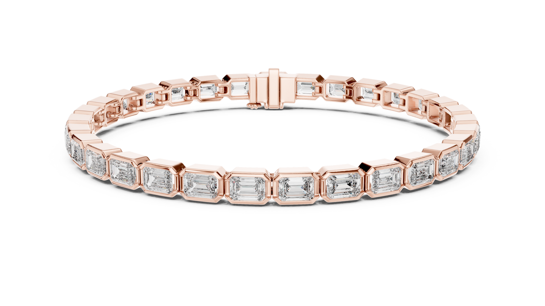 Emerald Cut Diamond Tennis Chain Bracelet in Sleek Bezel Setting