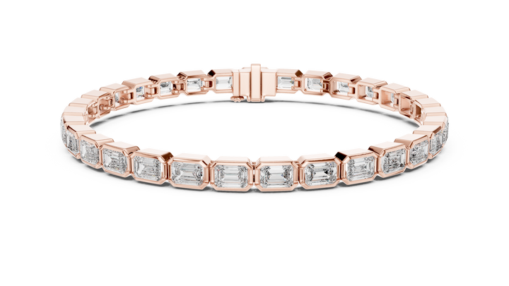 Emerald Cut Diamond Tennis Chain Bracelet in Sleek Bezel Setting
