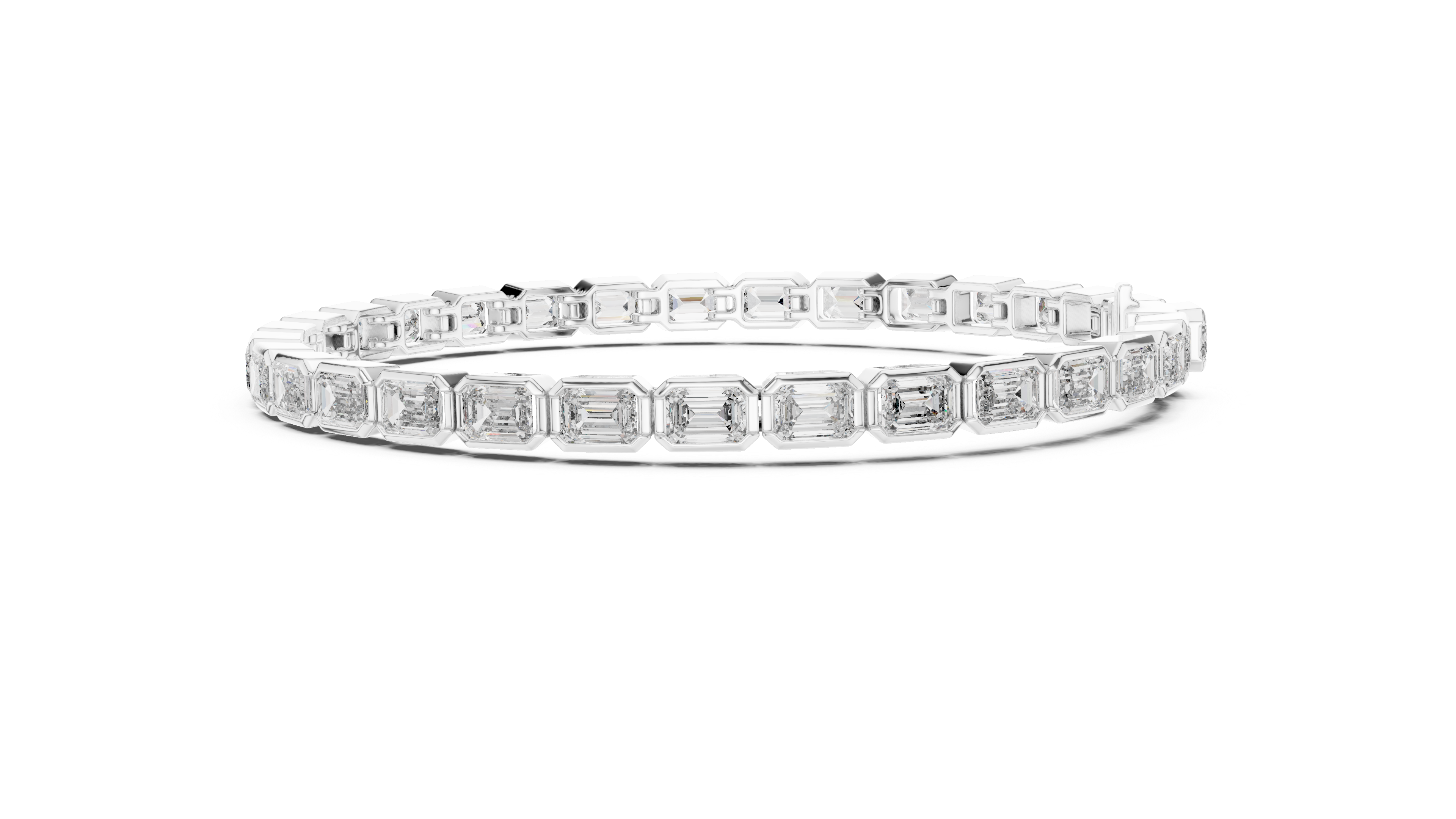 Emerald Cut Diamond Tennis Chain Bracelet in Sleek Bezel Setting