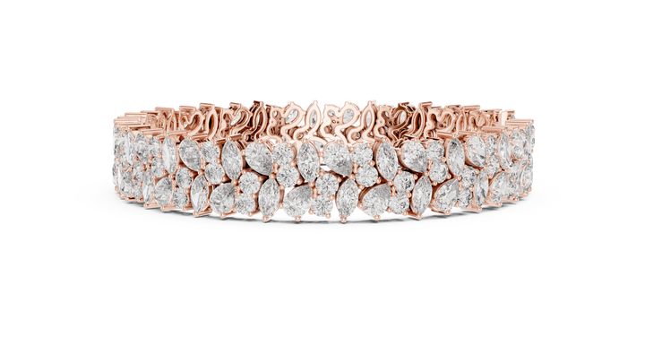 Multi Shape Diamond Cluster Tennis Chain Bracelet in Collet Setting