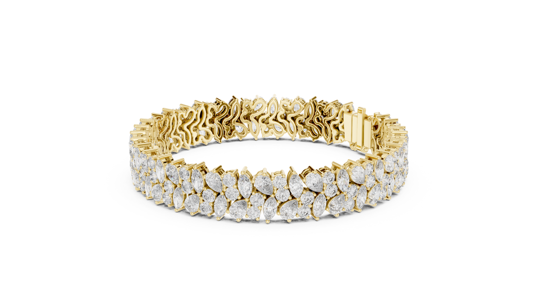 Multi Shape Diamond Cluster Tennis Chain Bracelet in Collet Setting