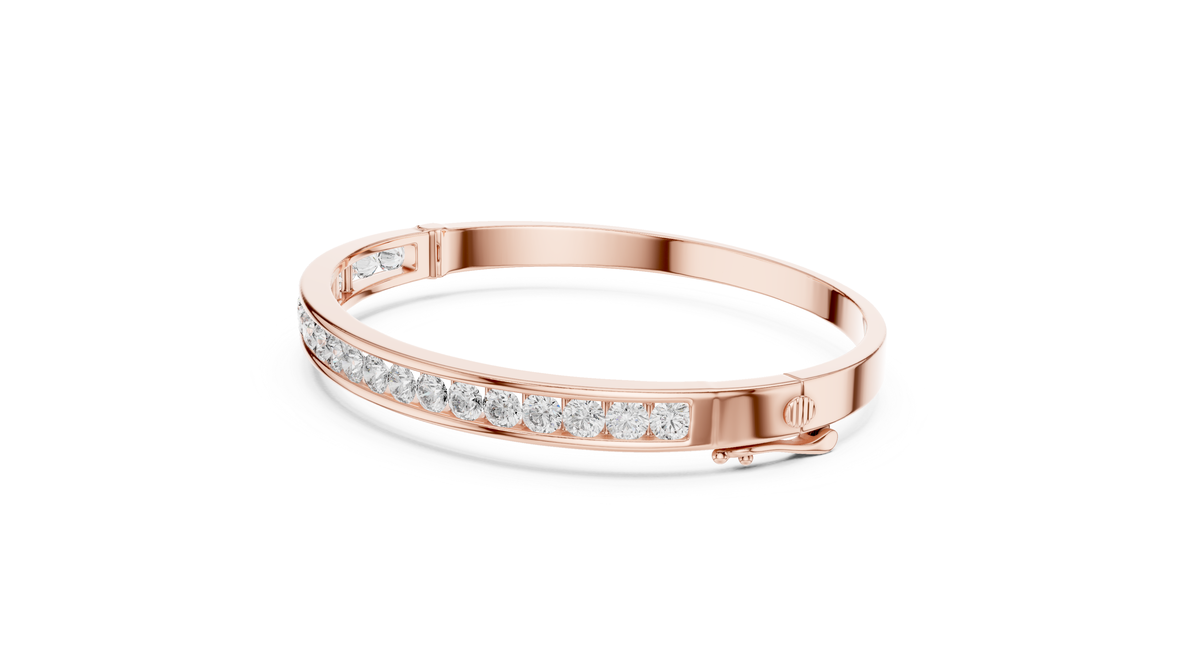 Round Brilliant Diamond Channel-Set Classic Eternity Bangle Bracelet