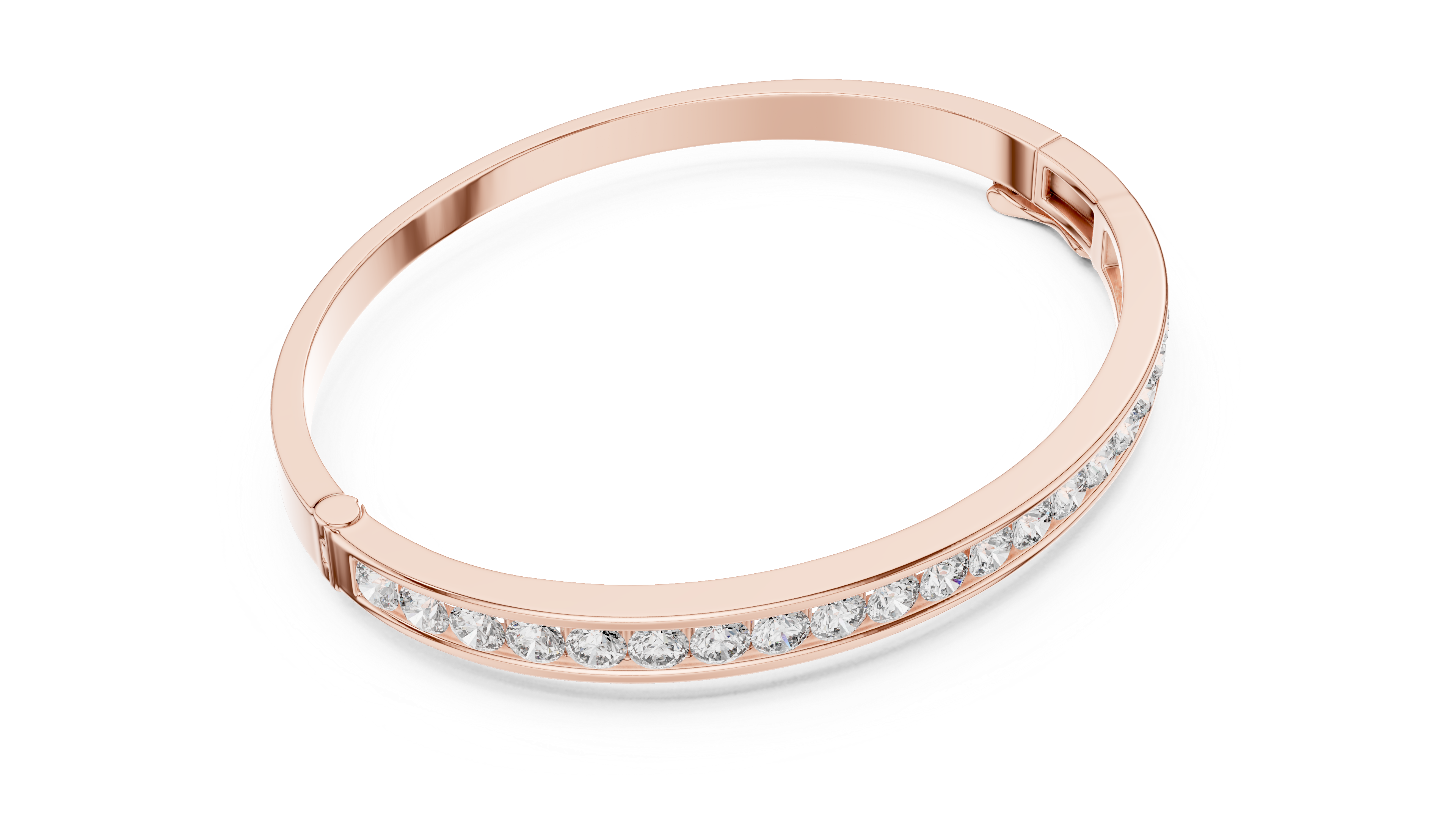 Round Brilliant Diamond Channel-Set Classic Eternity Bangle Bracelet