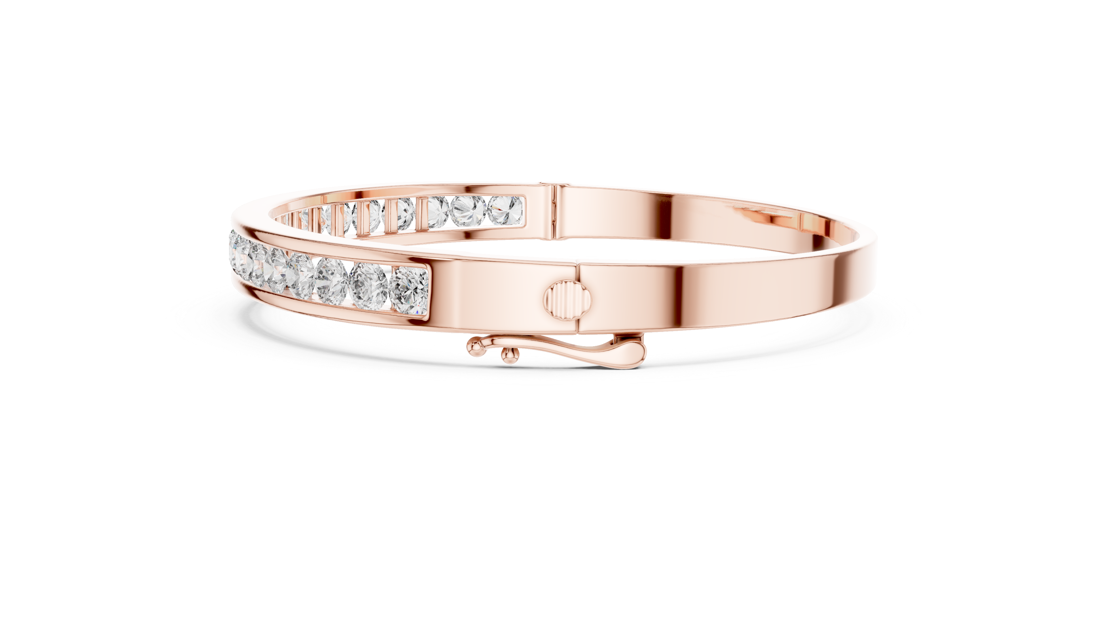 Round Brilliant Diamond Channel-Set Classic Eternity Bangle Bracelet