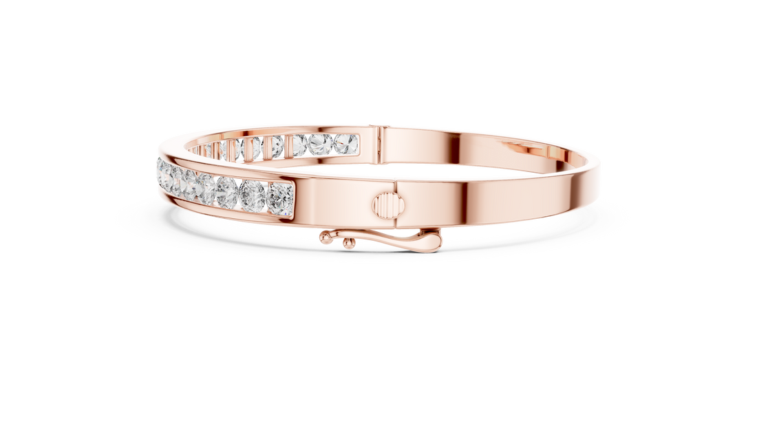 Round Brilliant Diamond Channel-Set Classic Eternity Bangle Bracelet