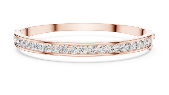 Round Brilliant Diamond Channel-Set Classic Eternity Bangle Bracelet