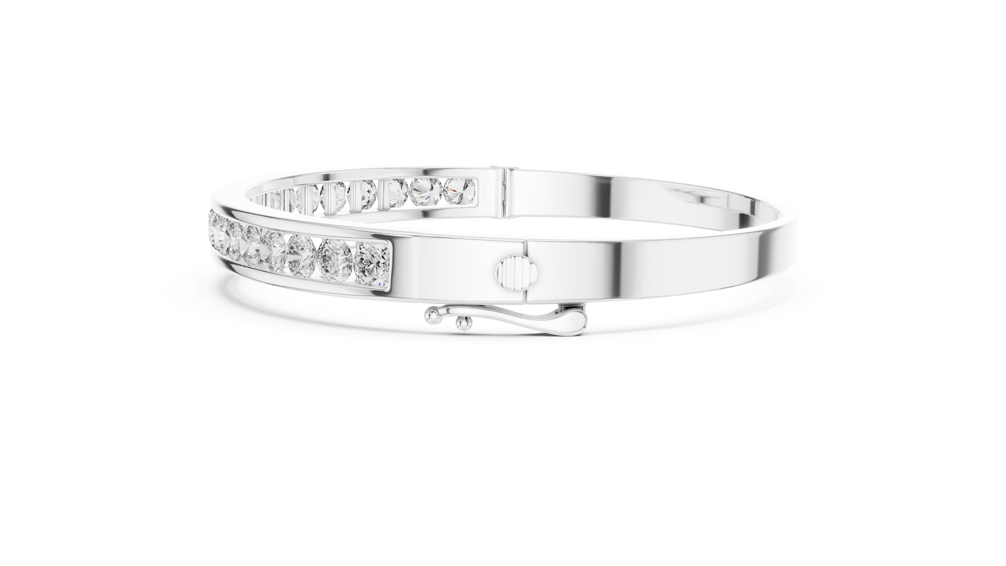Round Brilliant Diamond Channel-Set Classic Eternity Bangle Bracelet