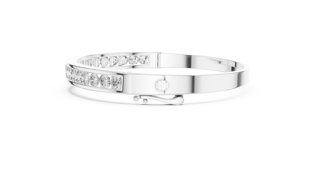 Round Brilliant Diamond Channel-Set Classic Eternity Bangle Bracelet