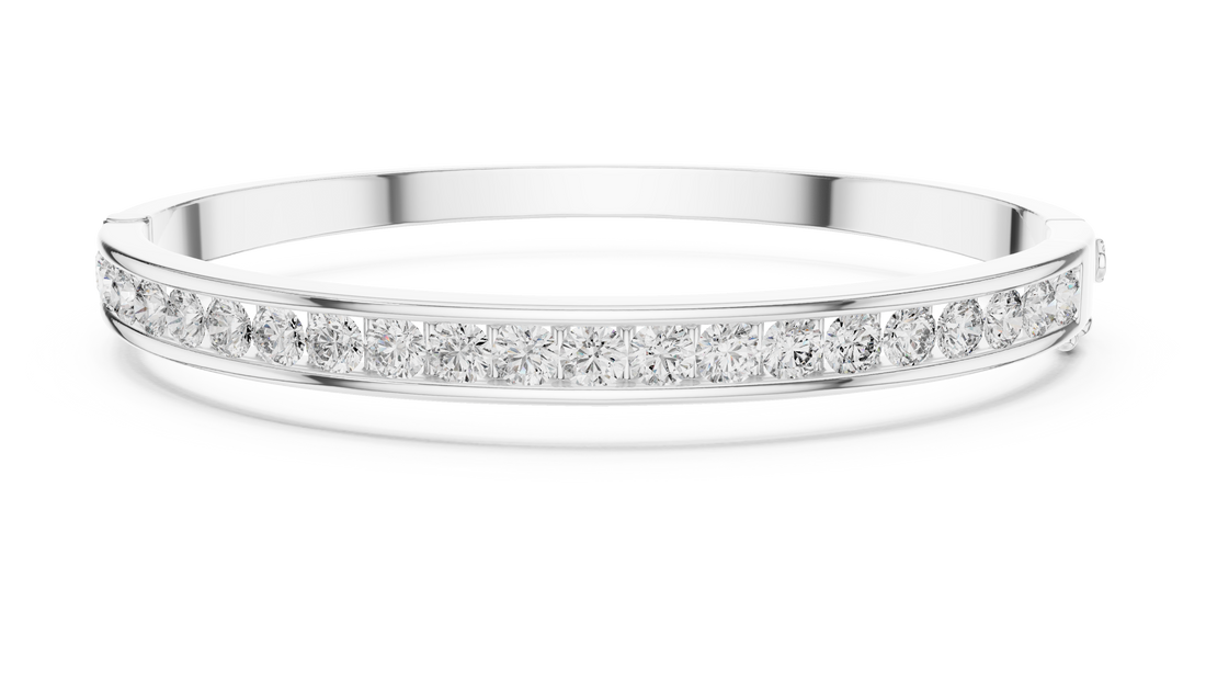 Round Brilliant Diamond Channel-Set Classic Eternity Bangle Bracelet