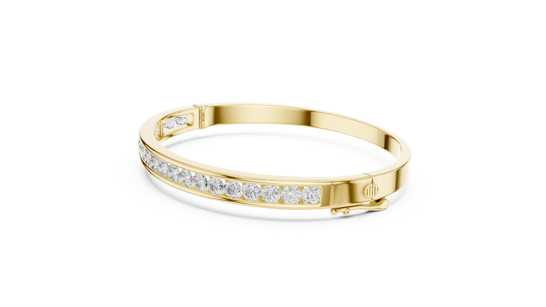 Round Brilliant Diamond Channel-Set Classic Eternity Bangle Bracelet