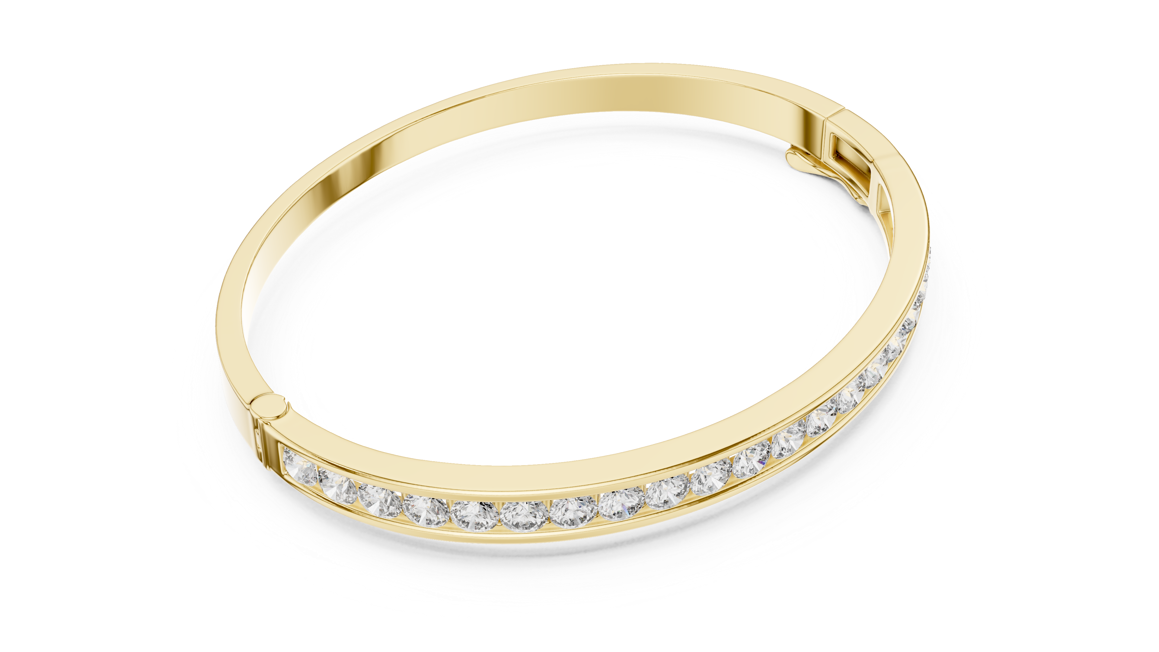 Round Brilliant Diamond Channel-Set Classic Eternity Bangle Bracelet