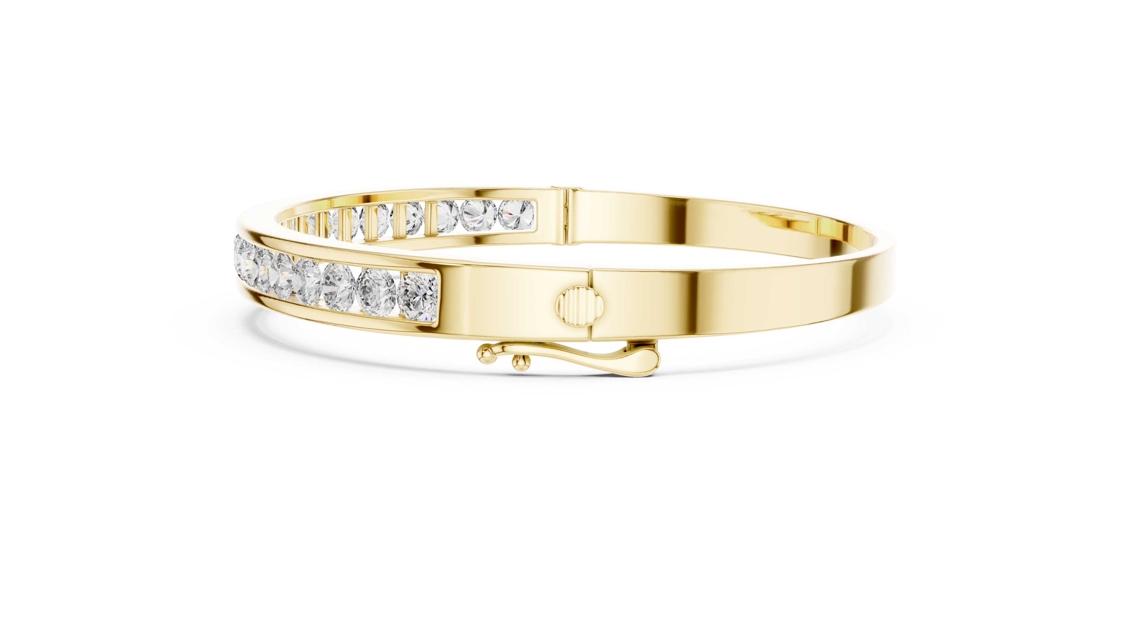 Round Brilliant Diamond Channel-Set Classic Eternity Bangle Bracelet