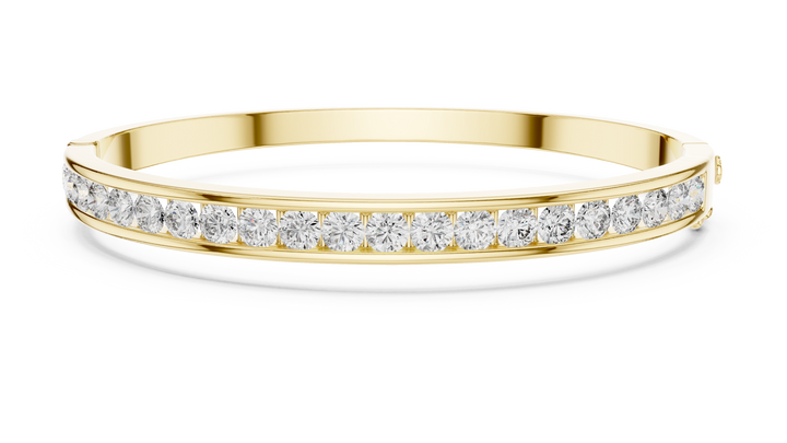 Round Brilliant Diamond Channel-Set Classic Eternity Bangle Bracelet