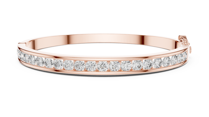 Round Cut Channel Set Diamond Bangle with Sleek Continuous Brilliance