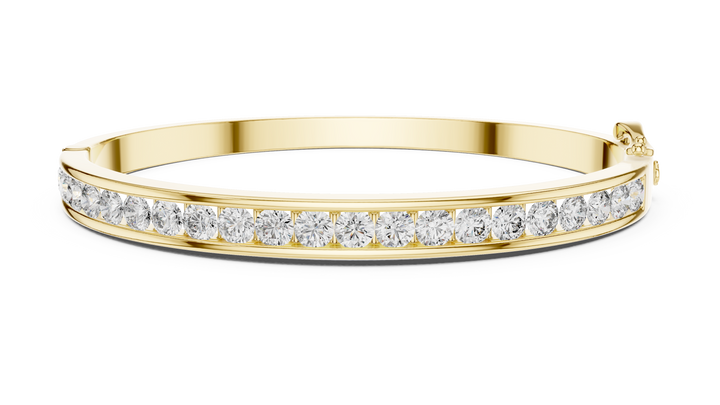 Round Cut Channel Set Diamond Bangle with Sleek Continuous Brilliance