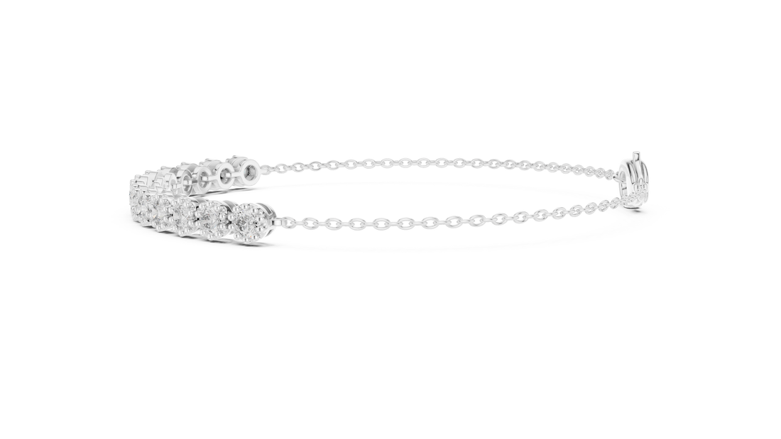 Round Cut Diamond Scalloped Tennis Chain Bracelet with Collet Setting