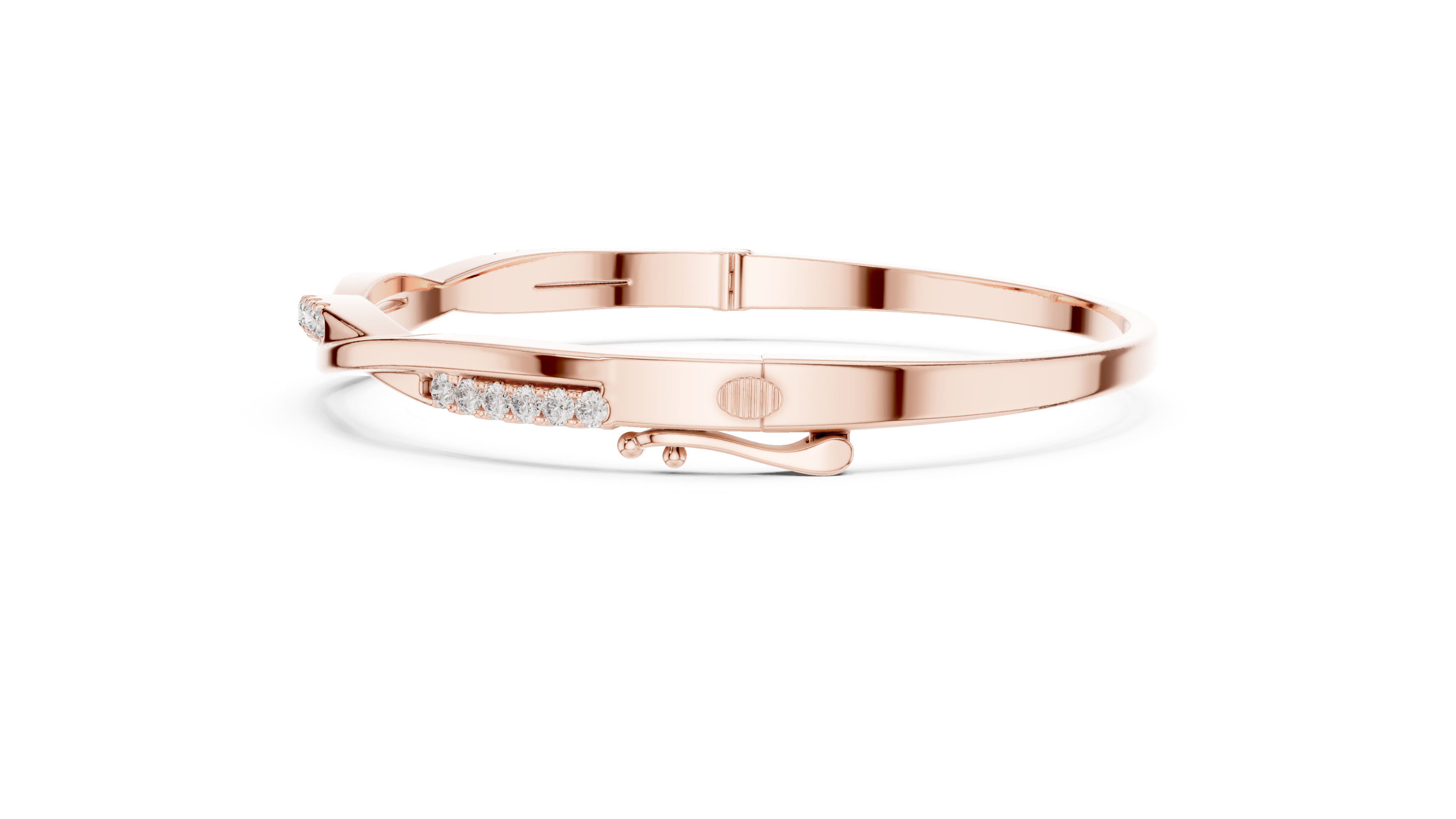 Round Cut Diamond Pavé Twisted Bangle Bracelet