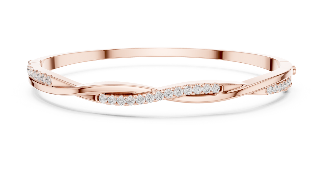 Round Cut Diamond Pavé Twisted Bangle Bracelet