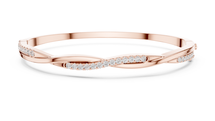 Round Cut Diamond Pavé Twisted Bangle Bracelet