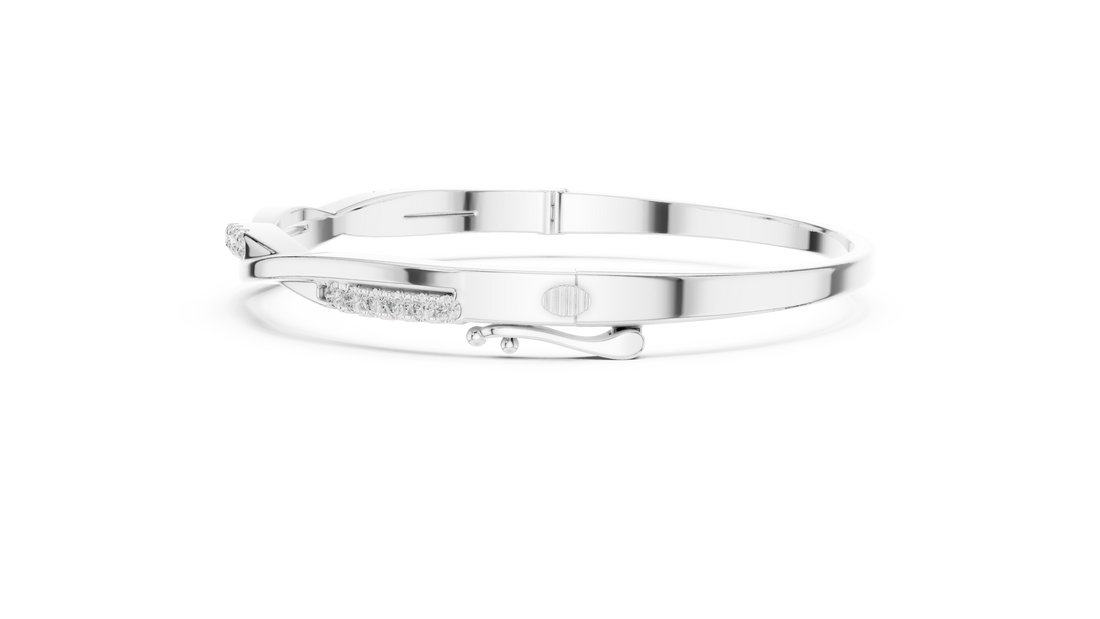 Round Cut Diamond Pavé Twisted Bangle Bracelet