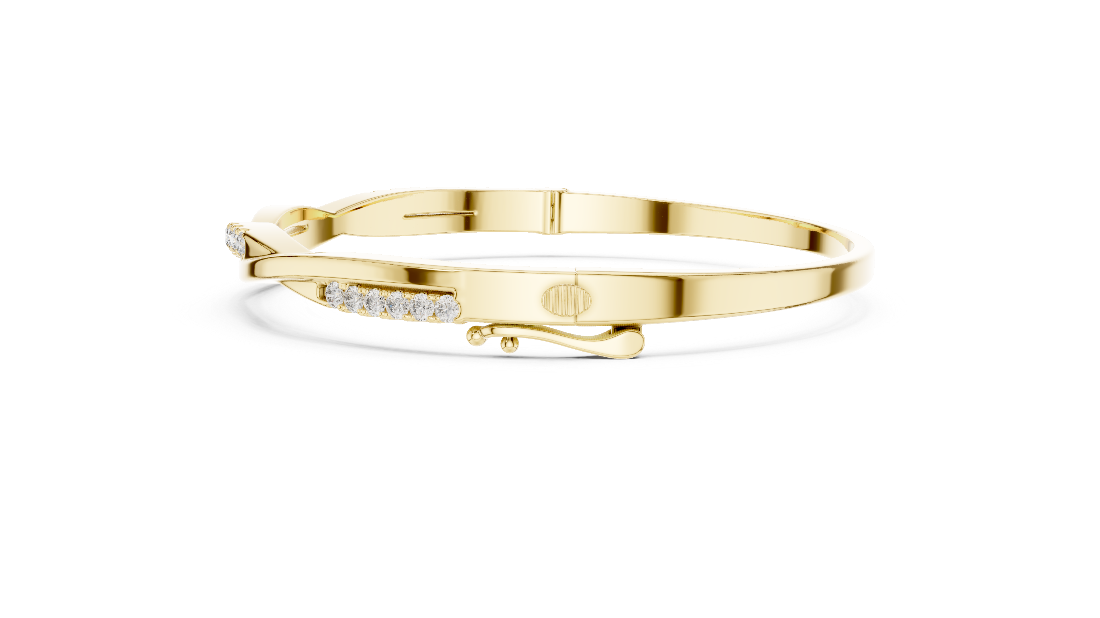 Round Cut Diamond Pavé Twisted Bangle Bracelet