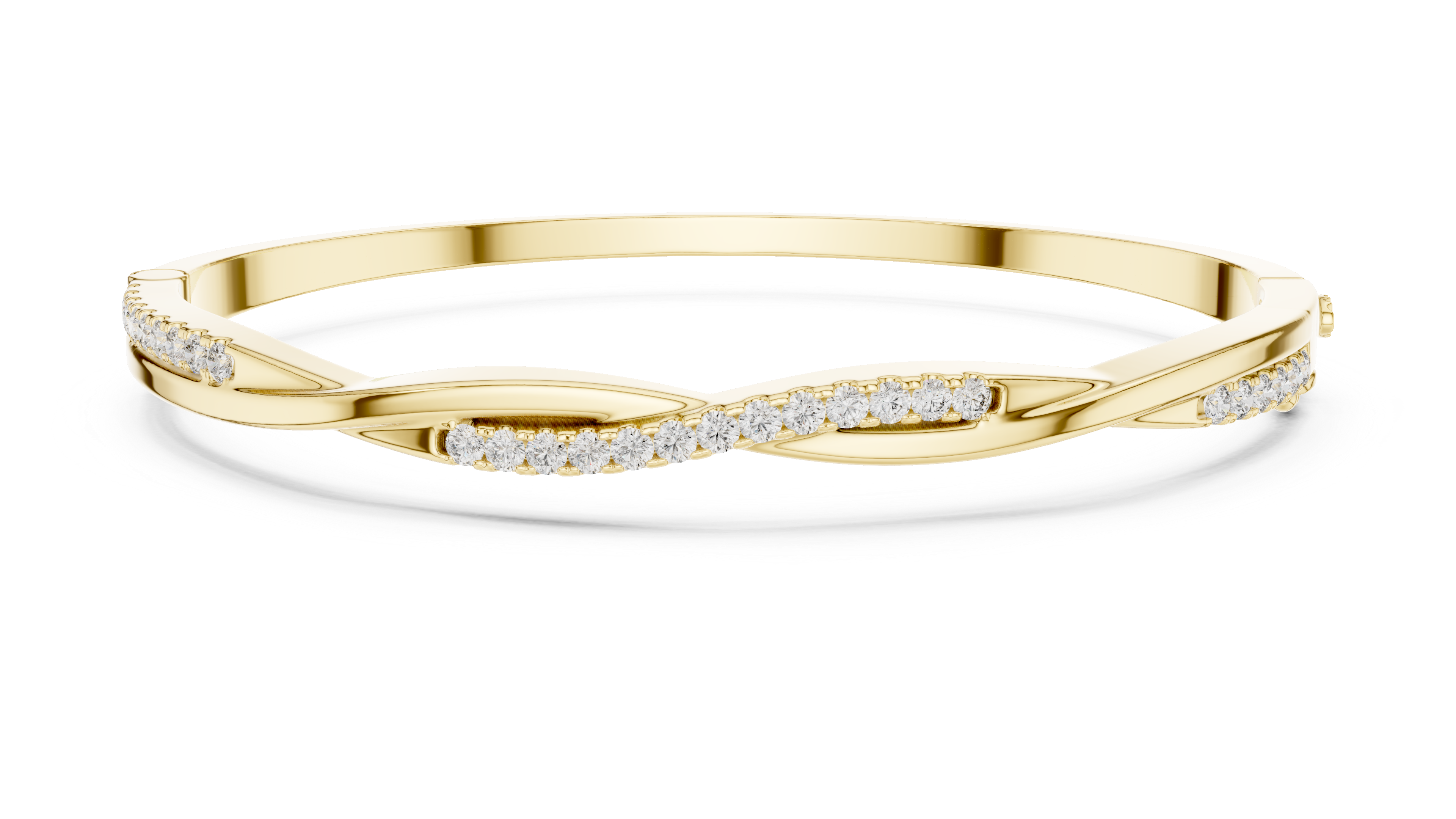 Round Cut Diamond Pavé Twisted Bangle Bracelet