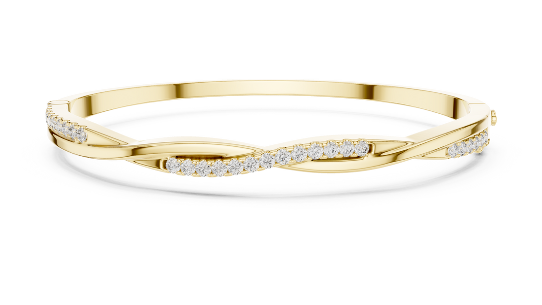 Round Cut Diamond Pavé Twisted Bangle Bracelet