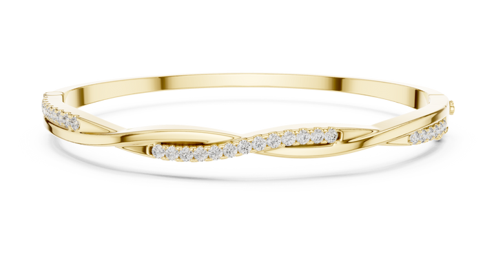 Round Cut Diamond Pavé Twisted Bangle Bracelet