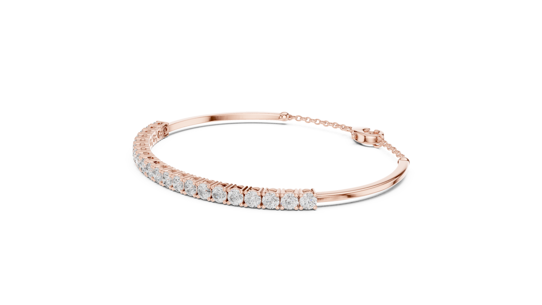 Round Cut Diamond Collet Tennis Bracelet with Extension Chain