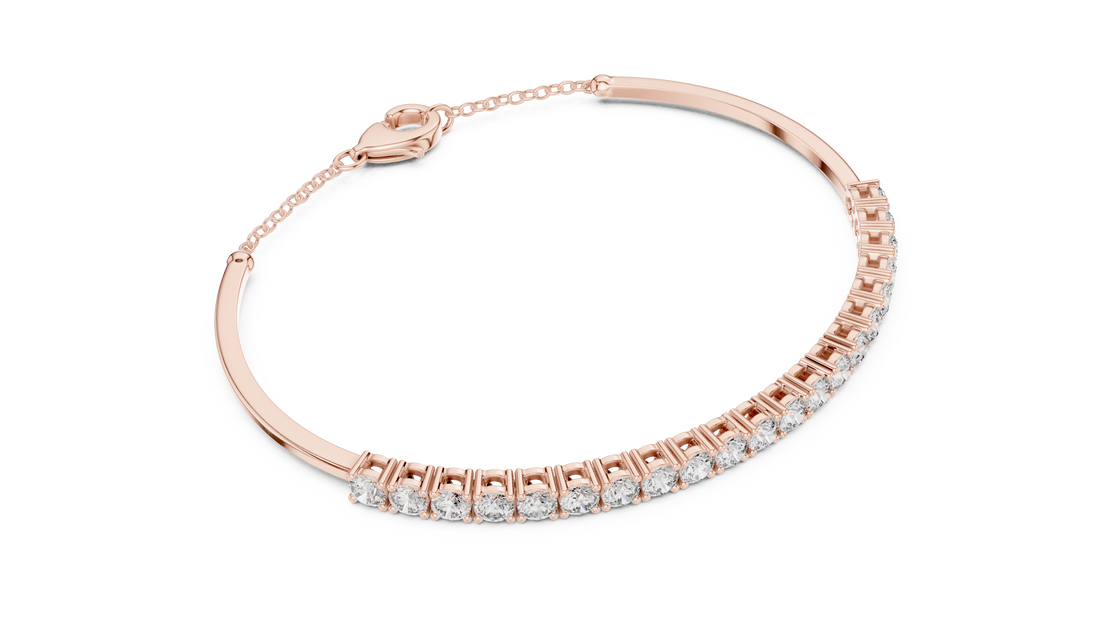 Round Cut Diamond Collet Tennis Bracelet with Extension Chain