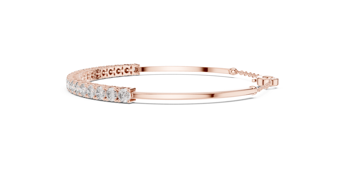 Round Cut Diamond Collet Tennis Bracelet with Extension Chain
