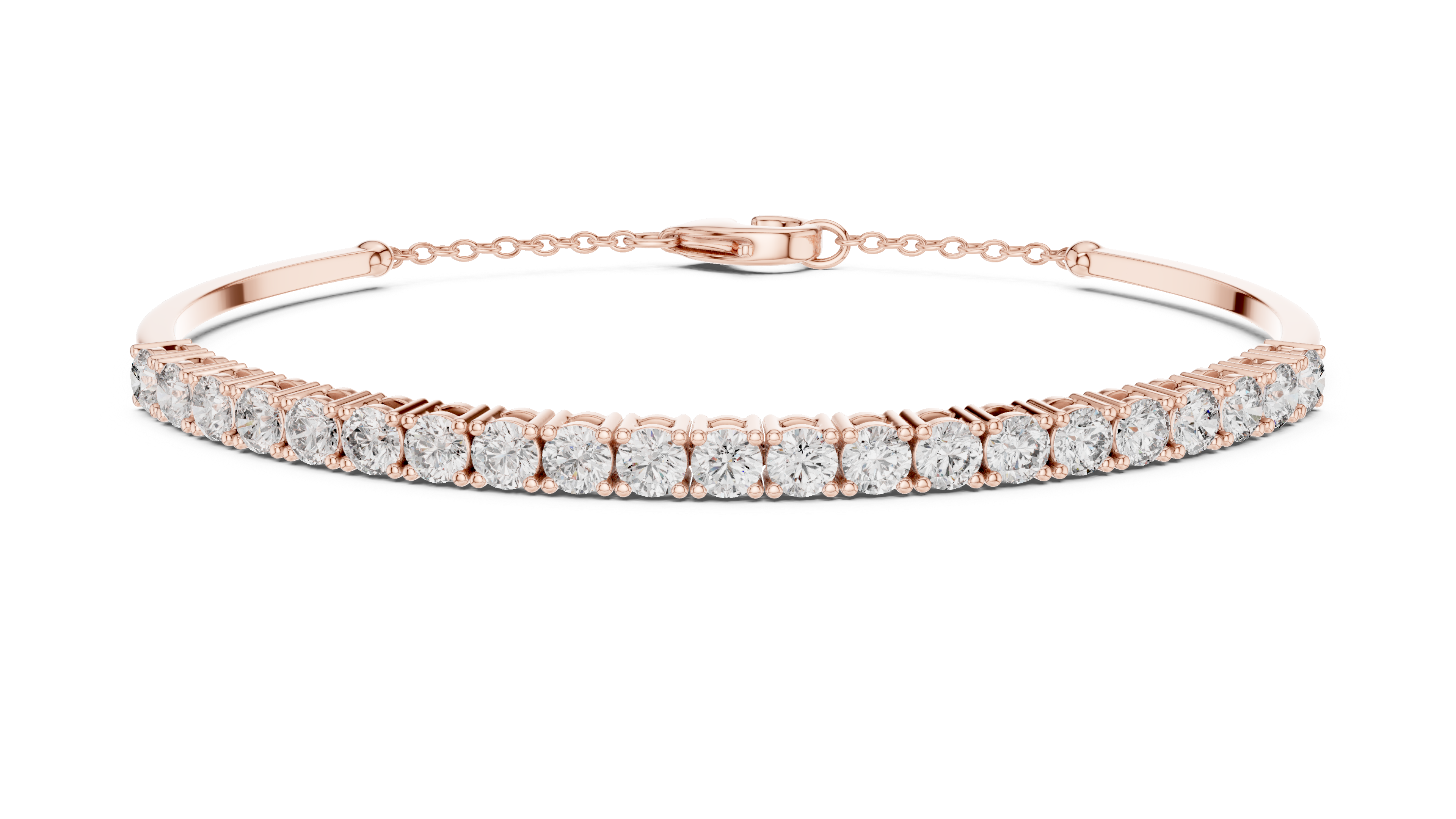 Round Cut Diamond Collet Tennis Bracelet with Extension Chain