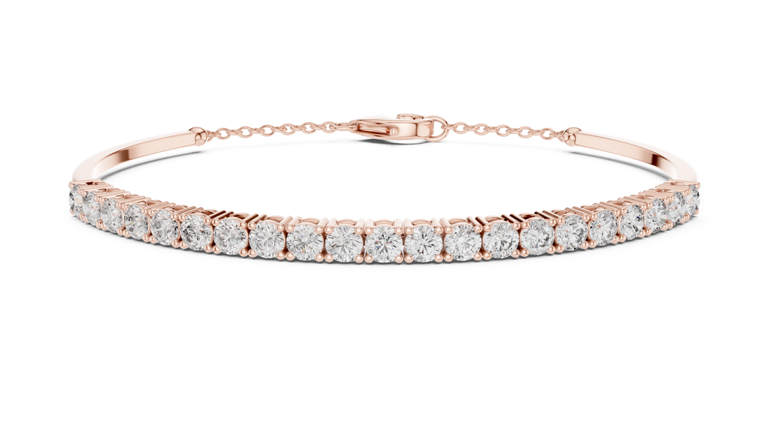 Round Cut Diamond Collet Tennis Bracelet with Extension Chain