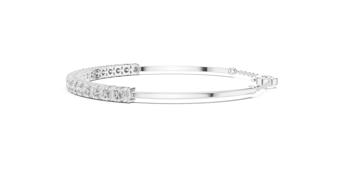 Round Cut Diamond Collet Tennis Bracelet with Extension Chain
