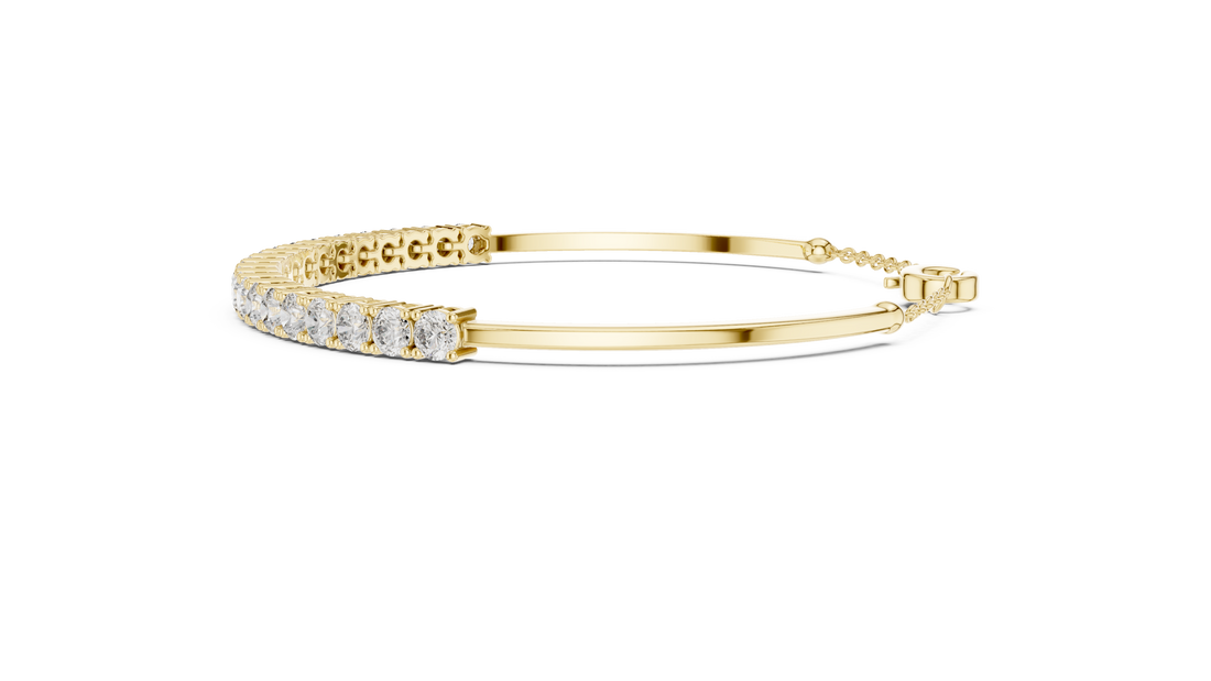 Round Cut Diamond Collet Tennis Bracelet with Extension Chain
