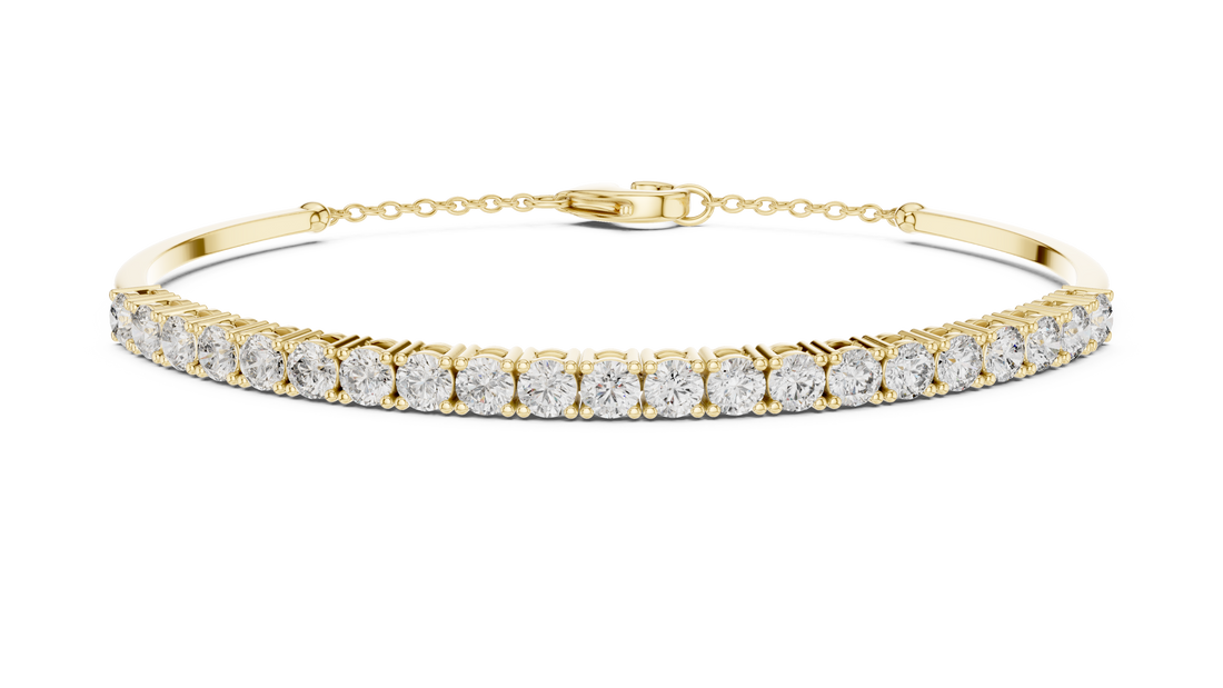 Round Cut Diamond Collet Tennis Bracelet with Extension Chain