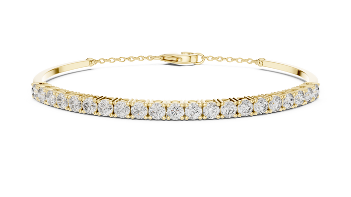Round Cut Diamond Collet Tennis Bracelet with Extension Chain
