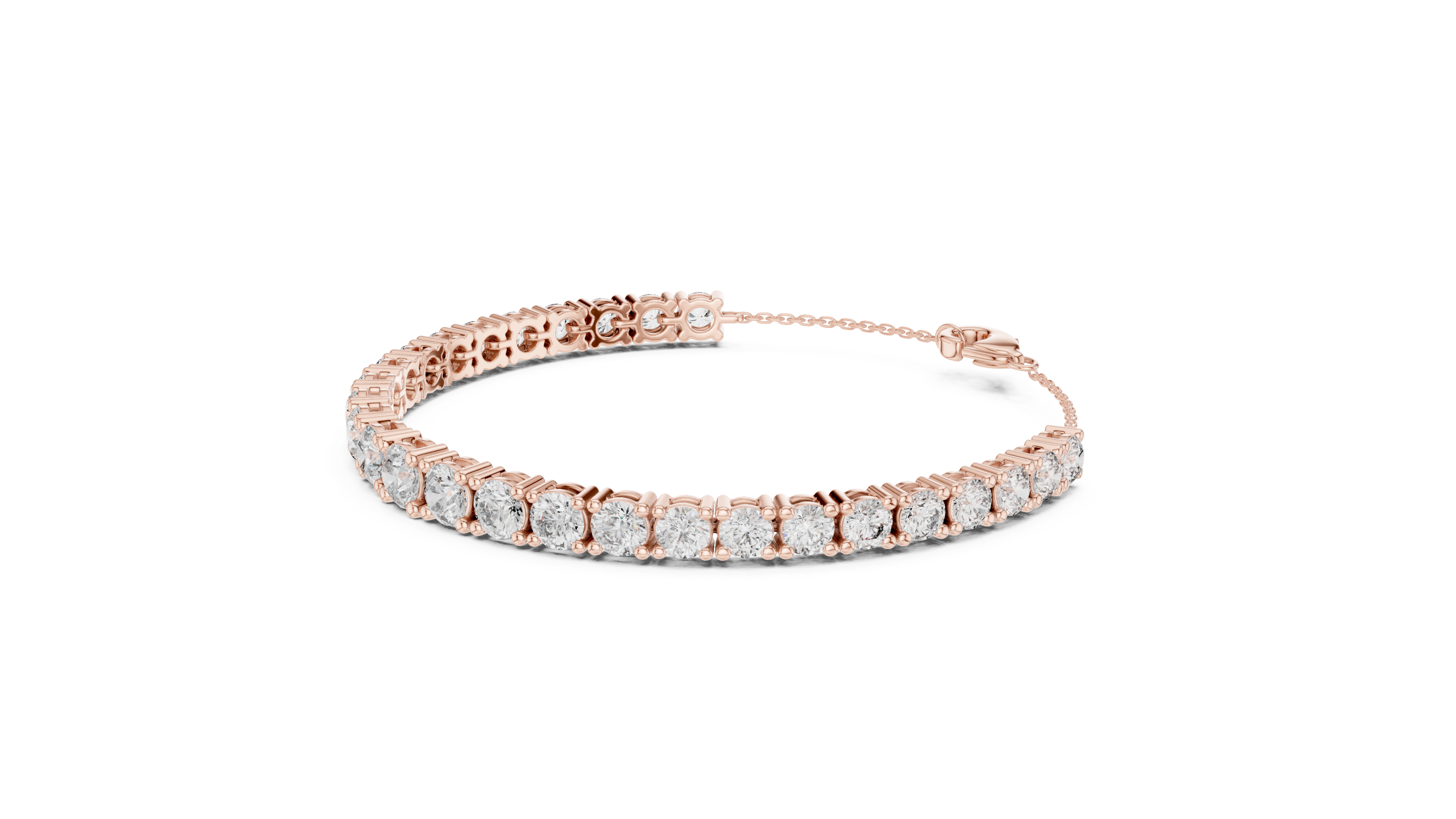 Round Cut Diamond Scalloped Tennis Bracelet with Extension Chain