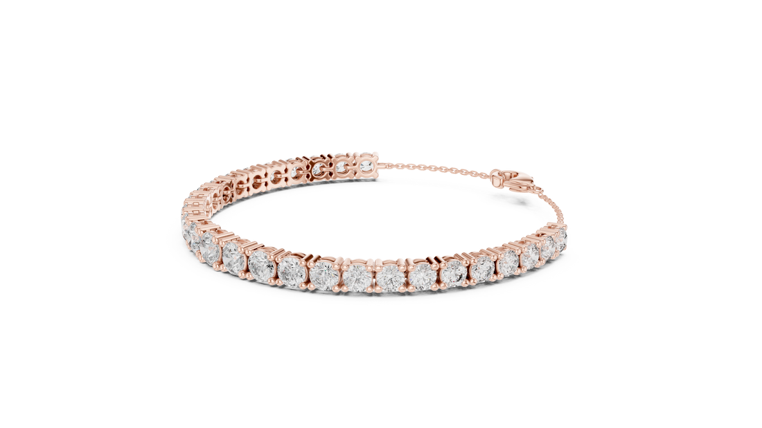 Round Cut Diamond Scalloped Tennis Bracelet with Extension Chain