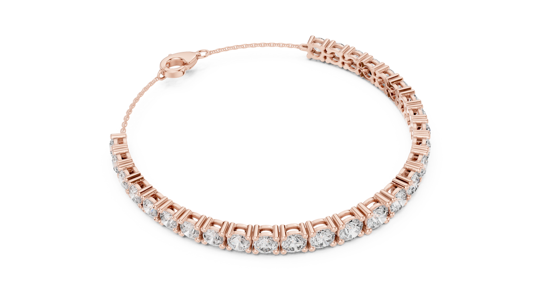 Round Cut Diamond Scalloped Tennis Bracelet with Extension Chain