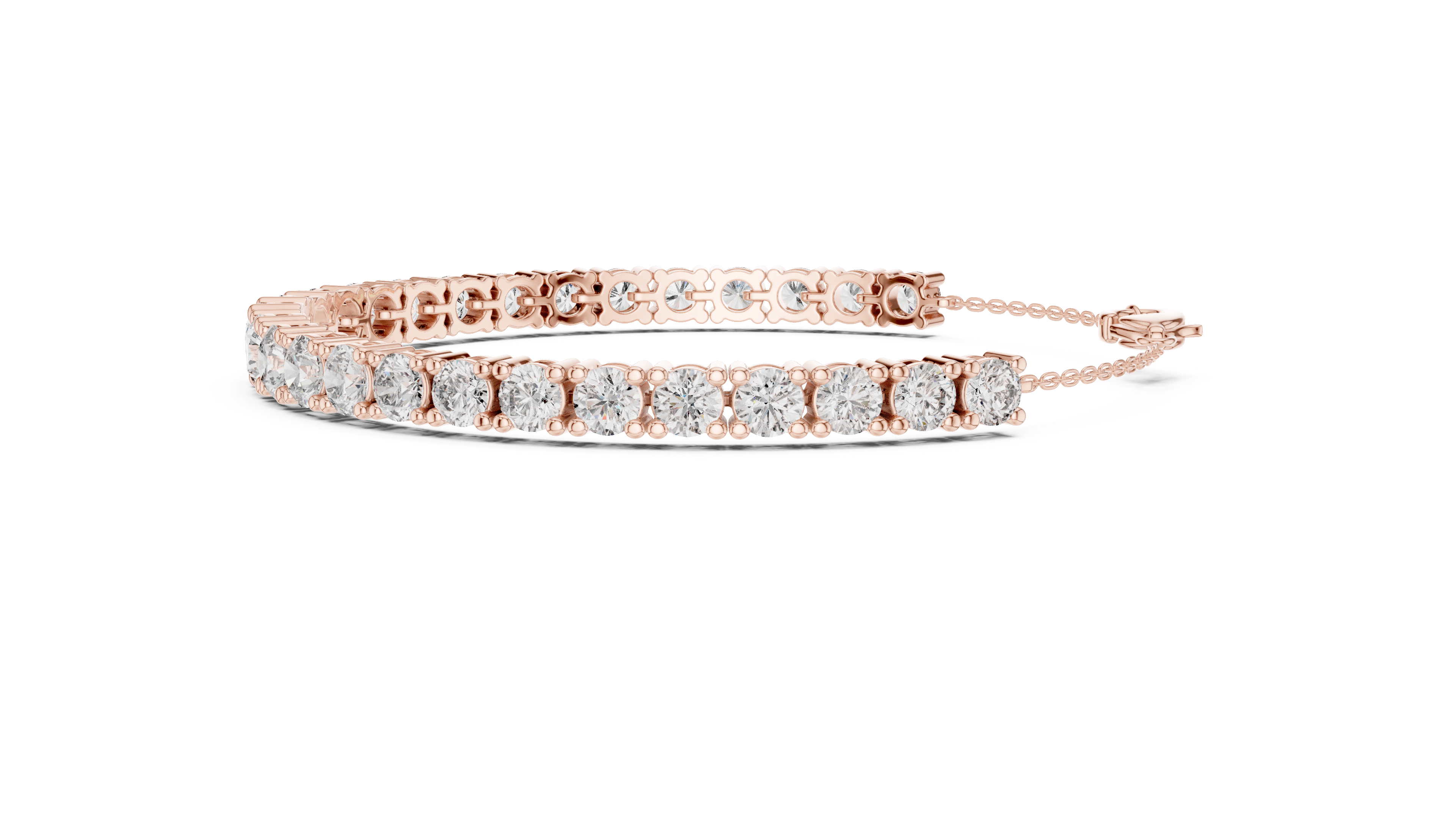 Round Cut Diamond Scalloped Tennis Bracelet with Extension Chain