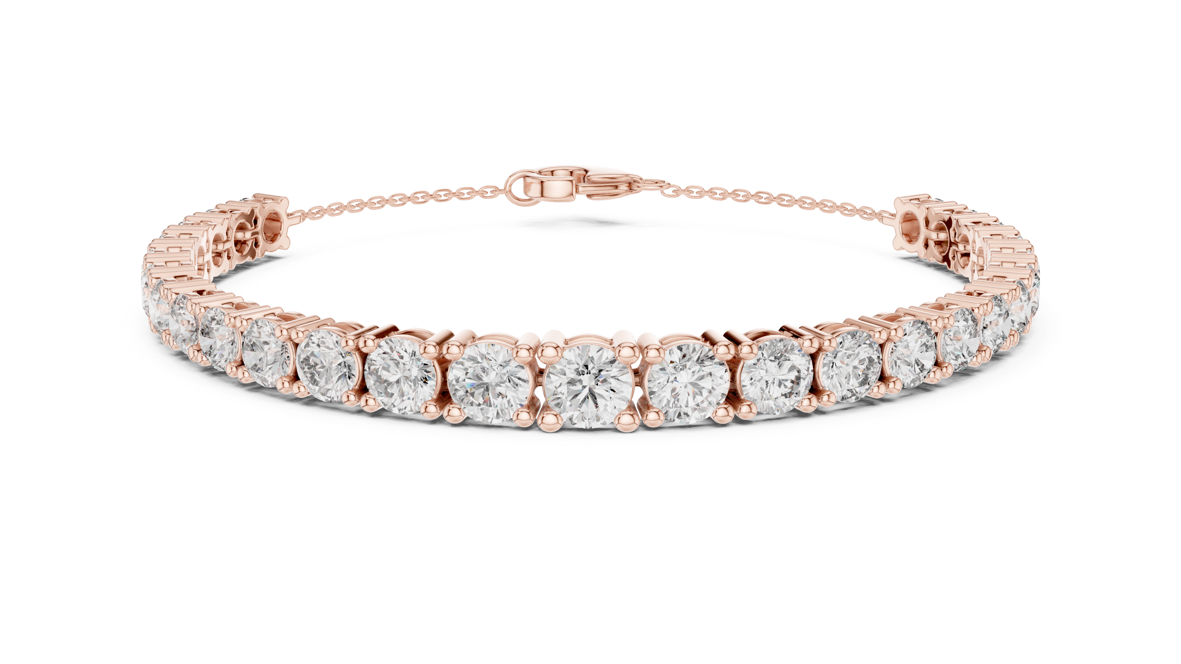Round Cut Diamond Scalloped Tennis Bracelet with Extension Chain
