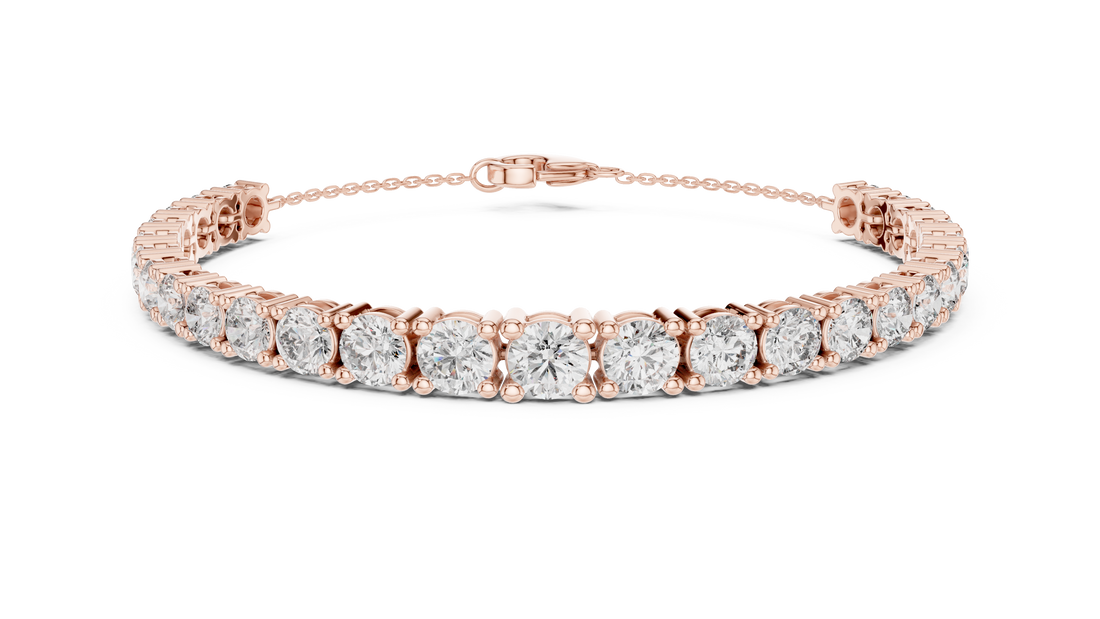 Round Cut Diamond Scalloped Tennis Bracelet with Extension Chain