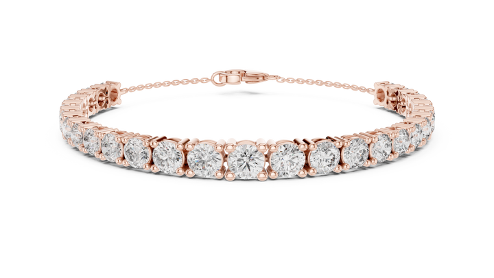 Round Cut Diamond Scalloped Tennis Bracelet with Extension Chain