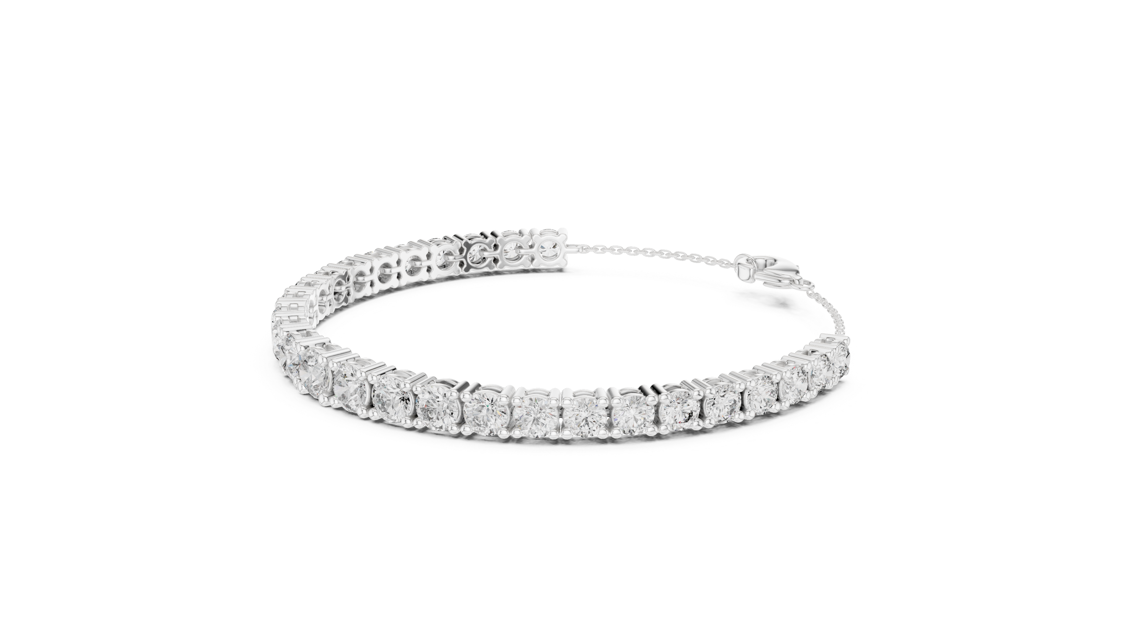 Round Cut Diamond Scalloped Tennis Bracelet with Extension Chain