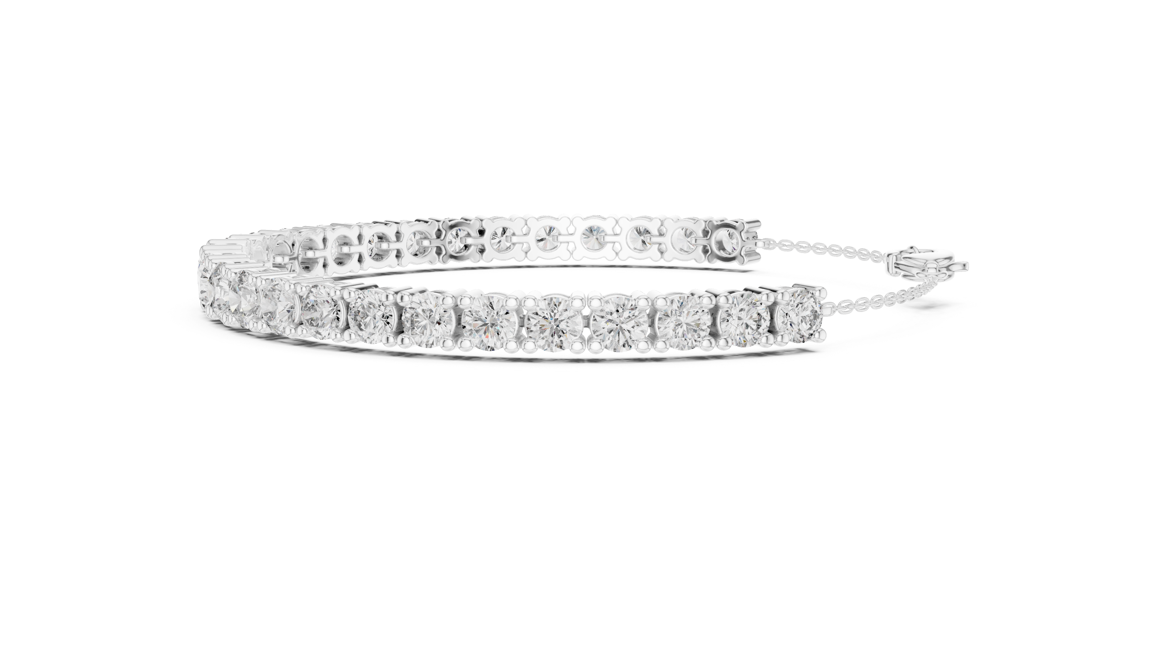 Round Cut Diamond Scalloped Tennis Bracelet with Extension Chain